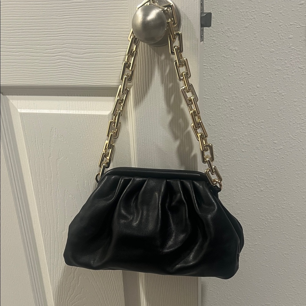 Urban Expressions Black Clutch with Gold Chain